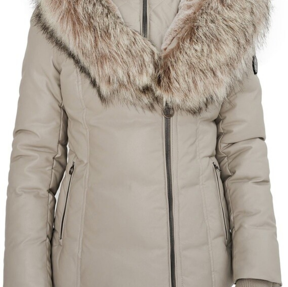 Noize Beige Faux Fur Trimmed Jacket - Picture 9 of 10